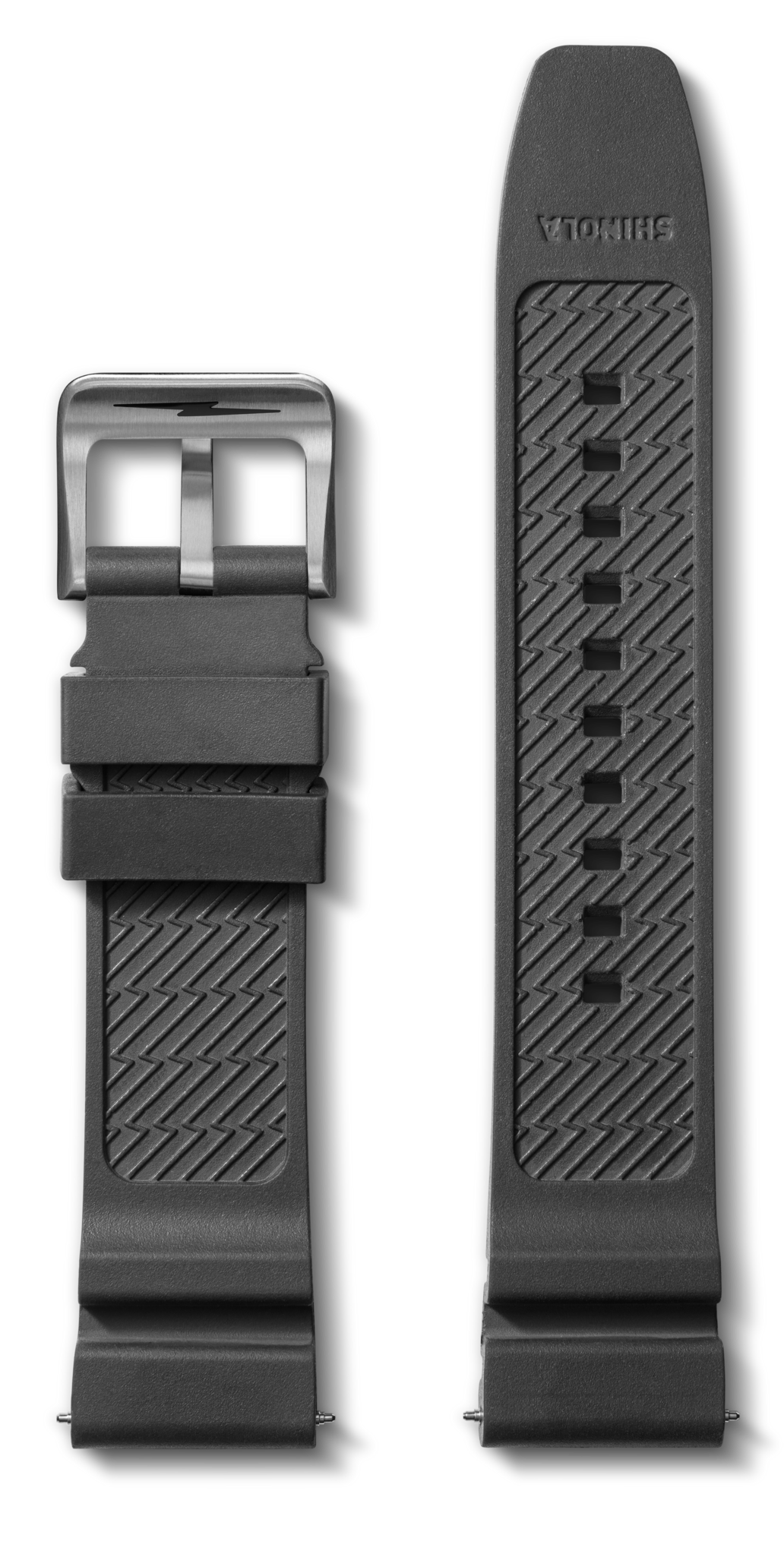 22mm Black Expandable Dive Rubber Watch Strap - Black - Image 2