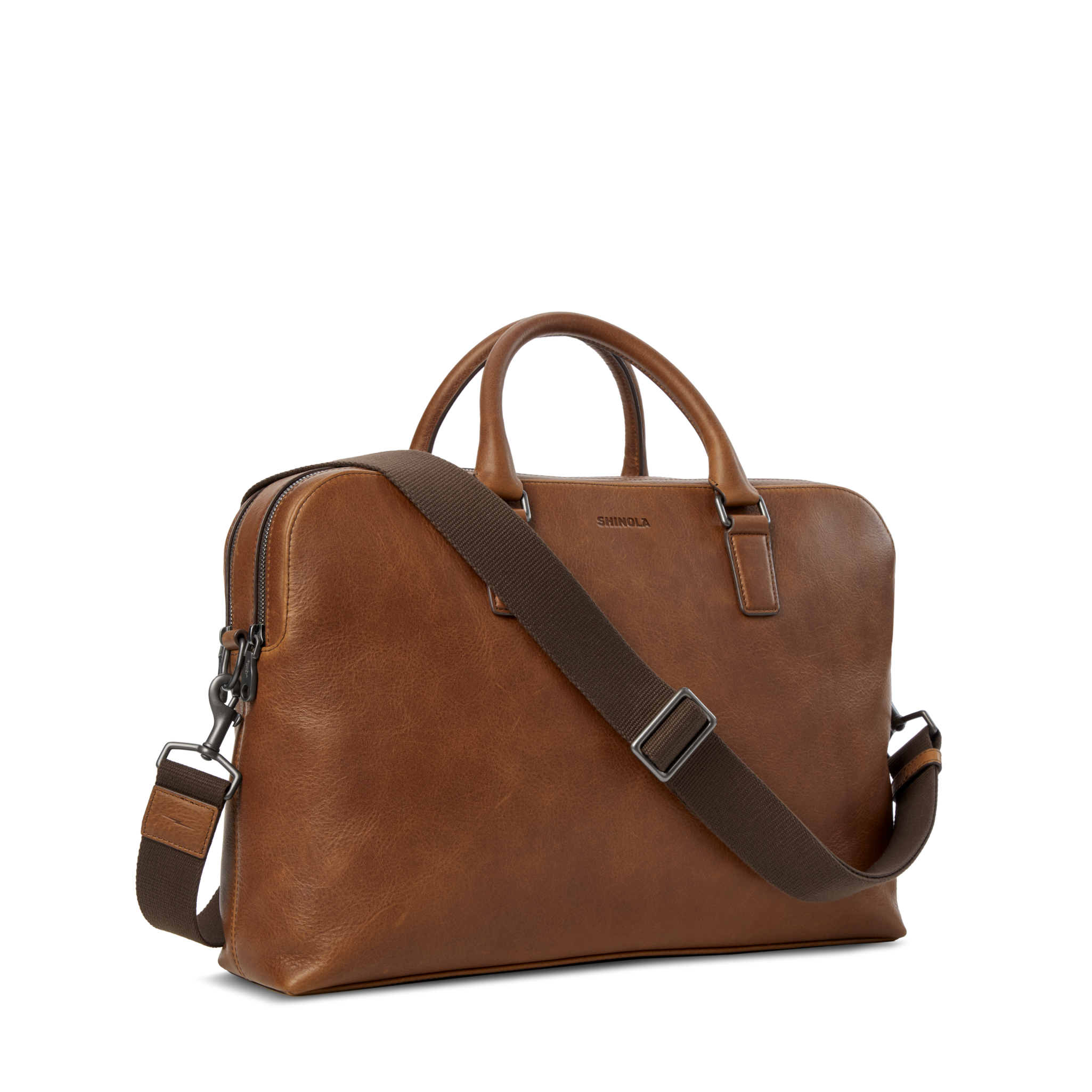 Double Zip Briefcase - Medium Brown - Image 3