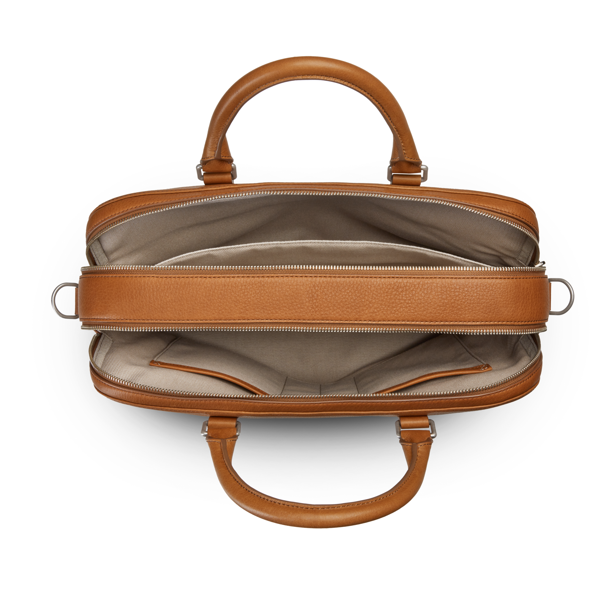 Double Zip Briefcase - Tan - Image 4