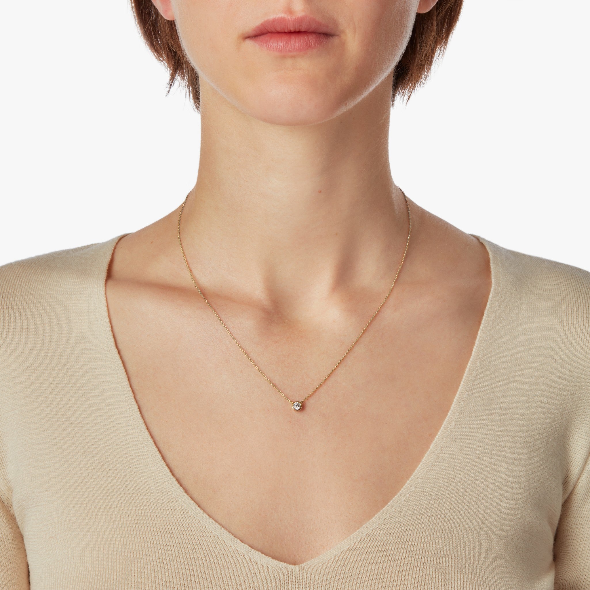 1/4 Carat Round Diamond Necklace - Yellow Gold - Image 2