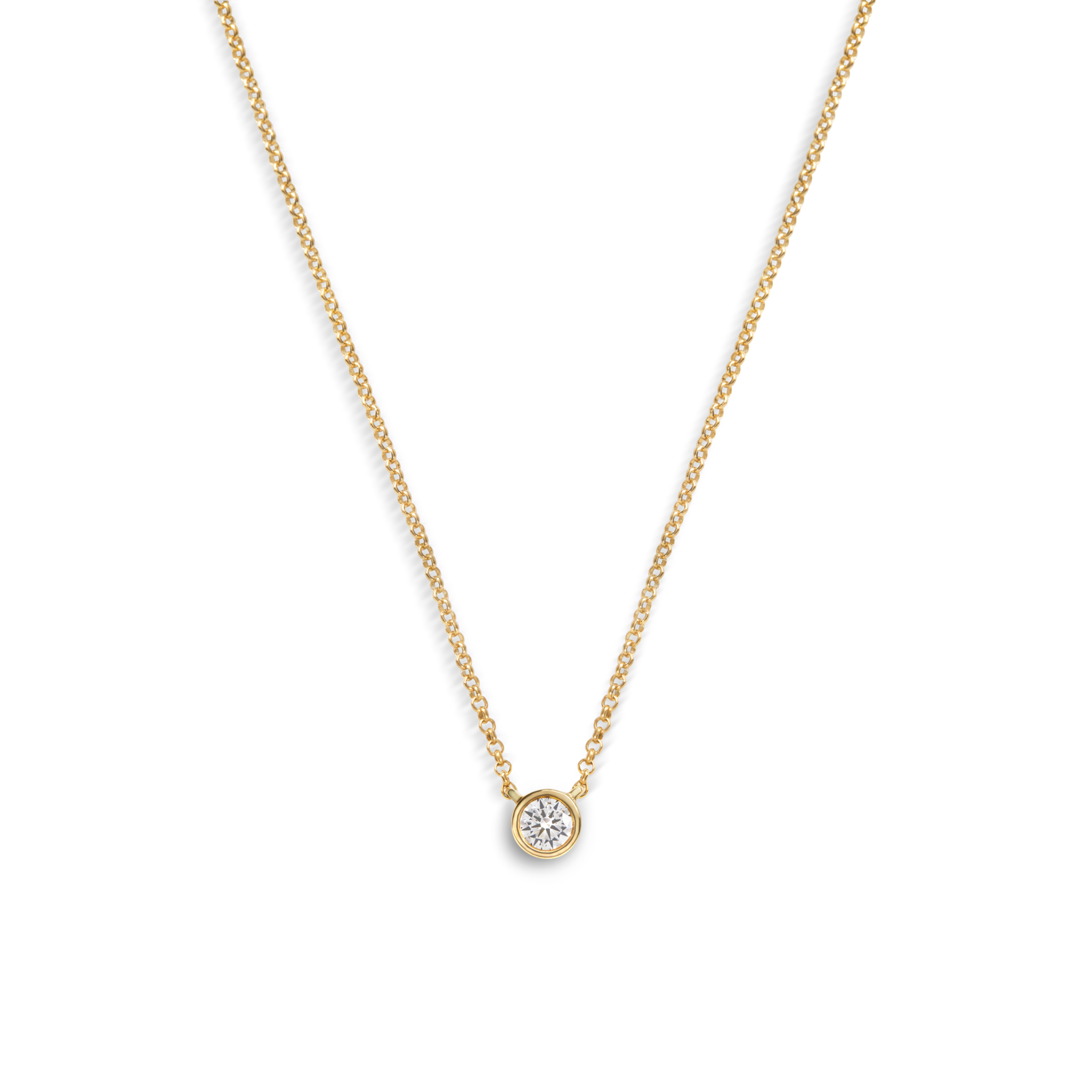 1/4 Carat Round Diamond Necklace - Yellow Gold