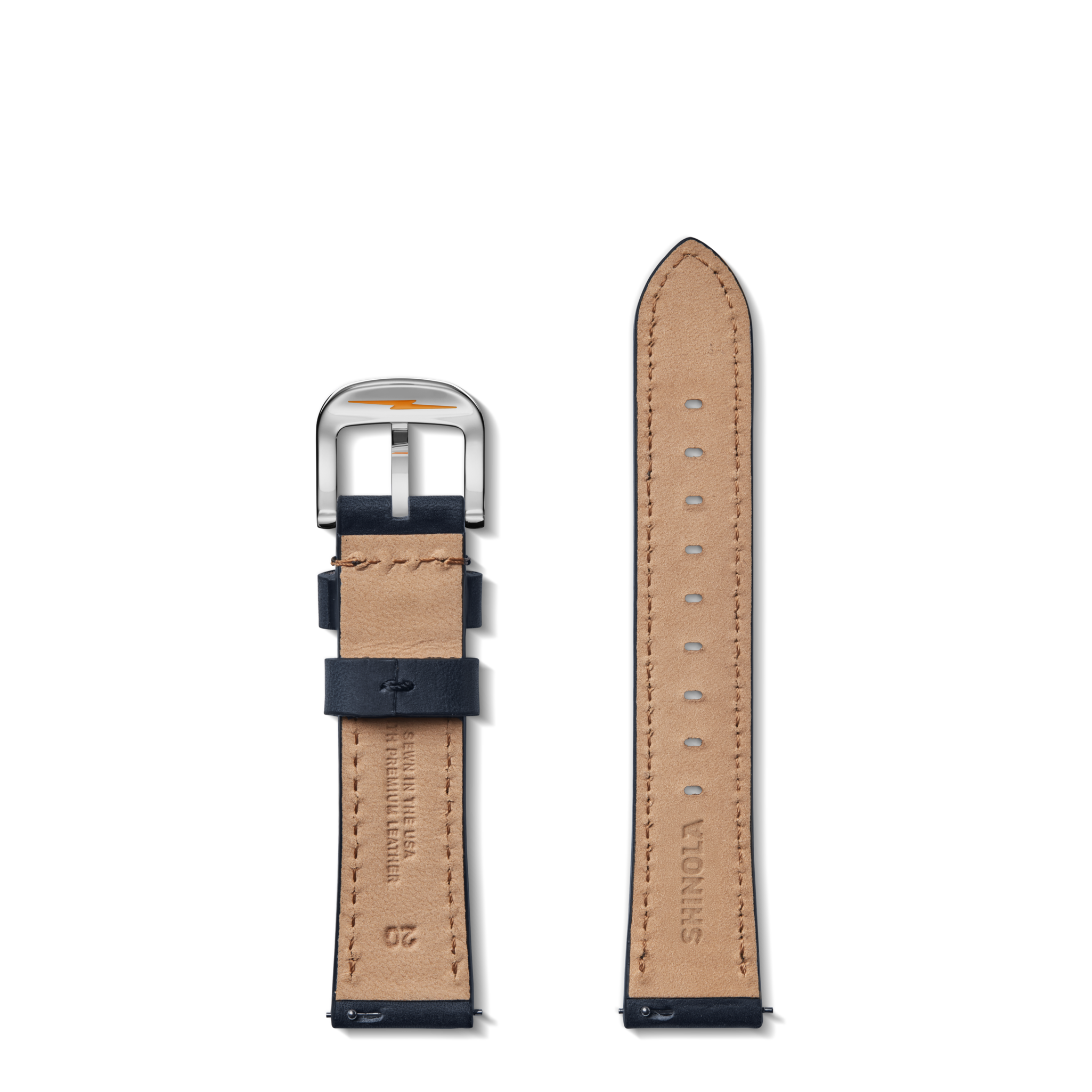 20mm Navy Leather Watch Strap - Navy - Image 2