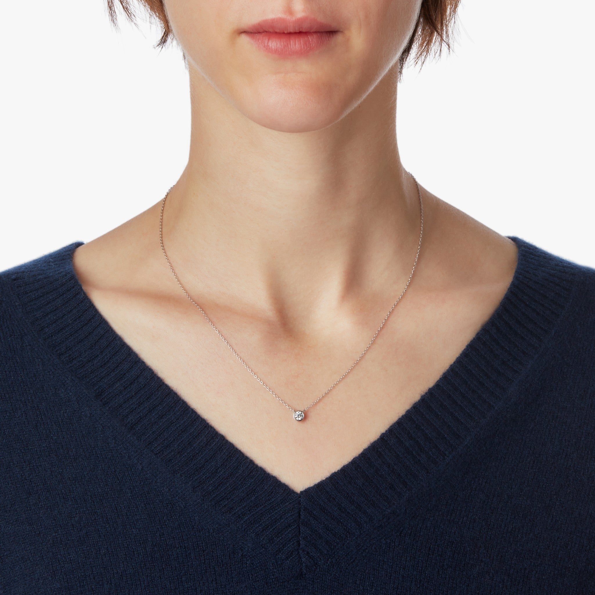 1/4 Carat Round Diamond Necklace - White Gold - Image 3