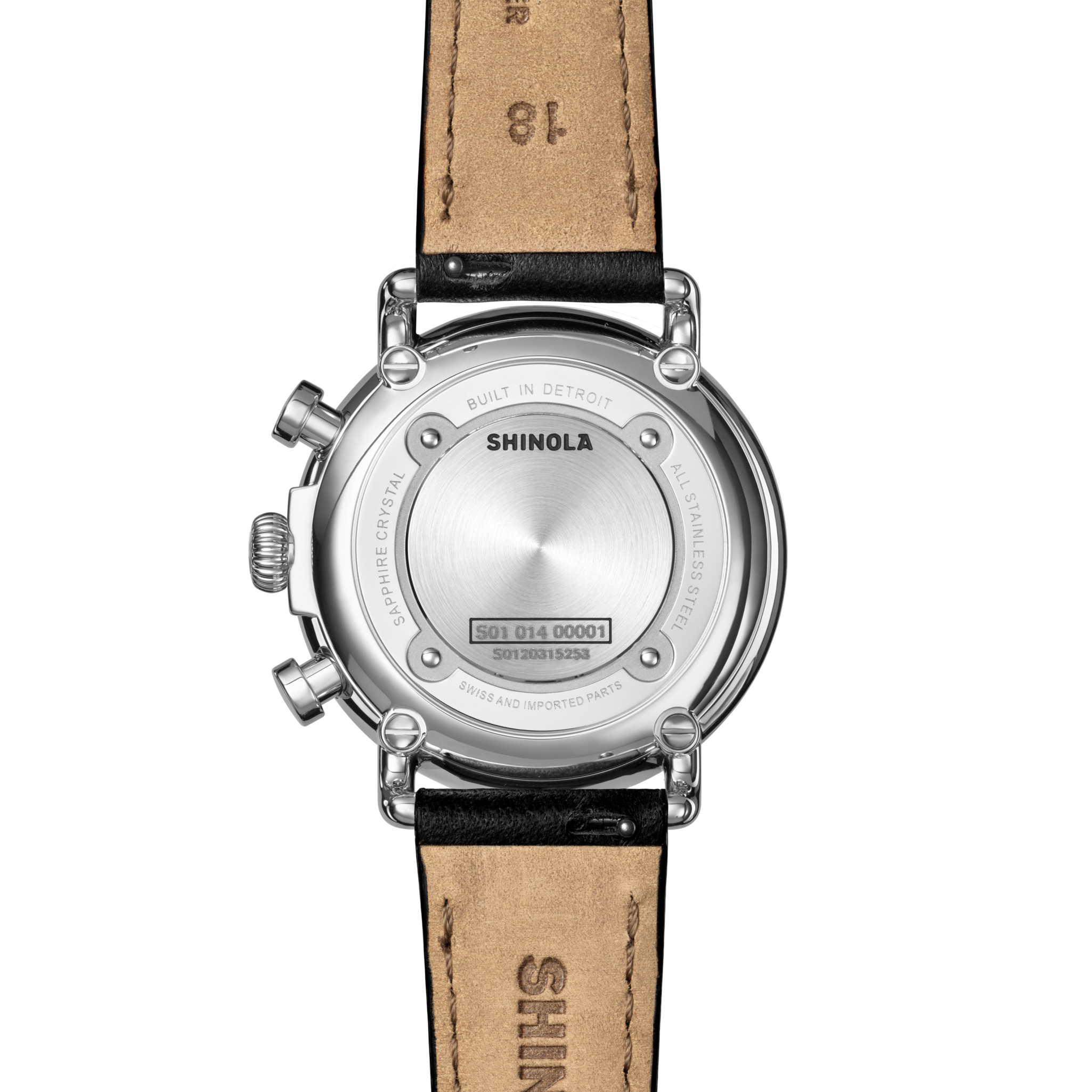 Runwell Chronograph Watch - Black Leather Strap - Image 4