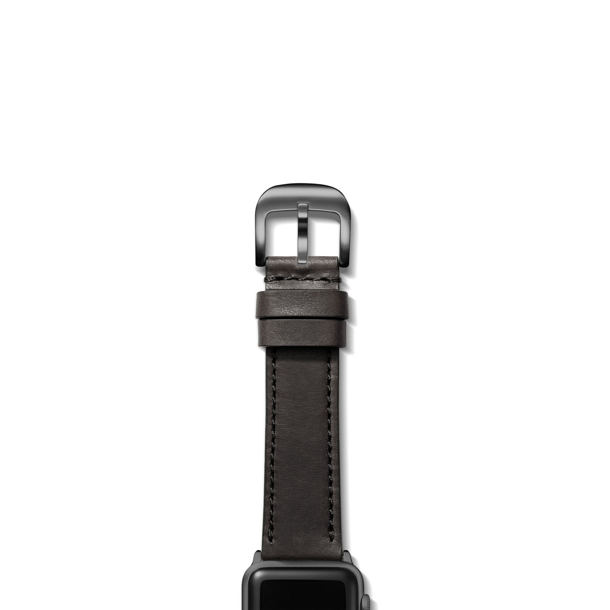 20mm Black Leather Apple Watch Strap - Black - Image 2