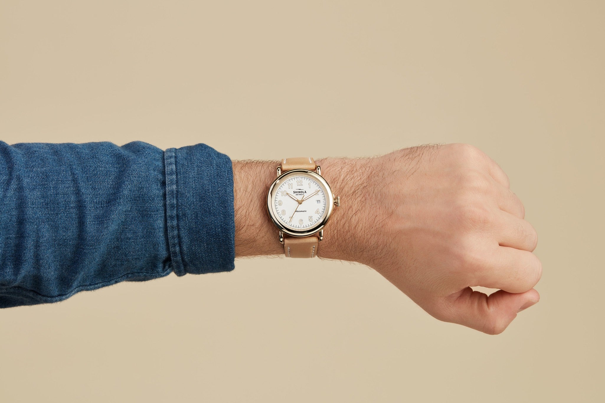 Runwell Automatic Watch - Natural Leather Strap - Image 9
