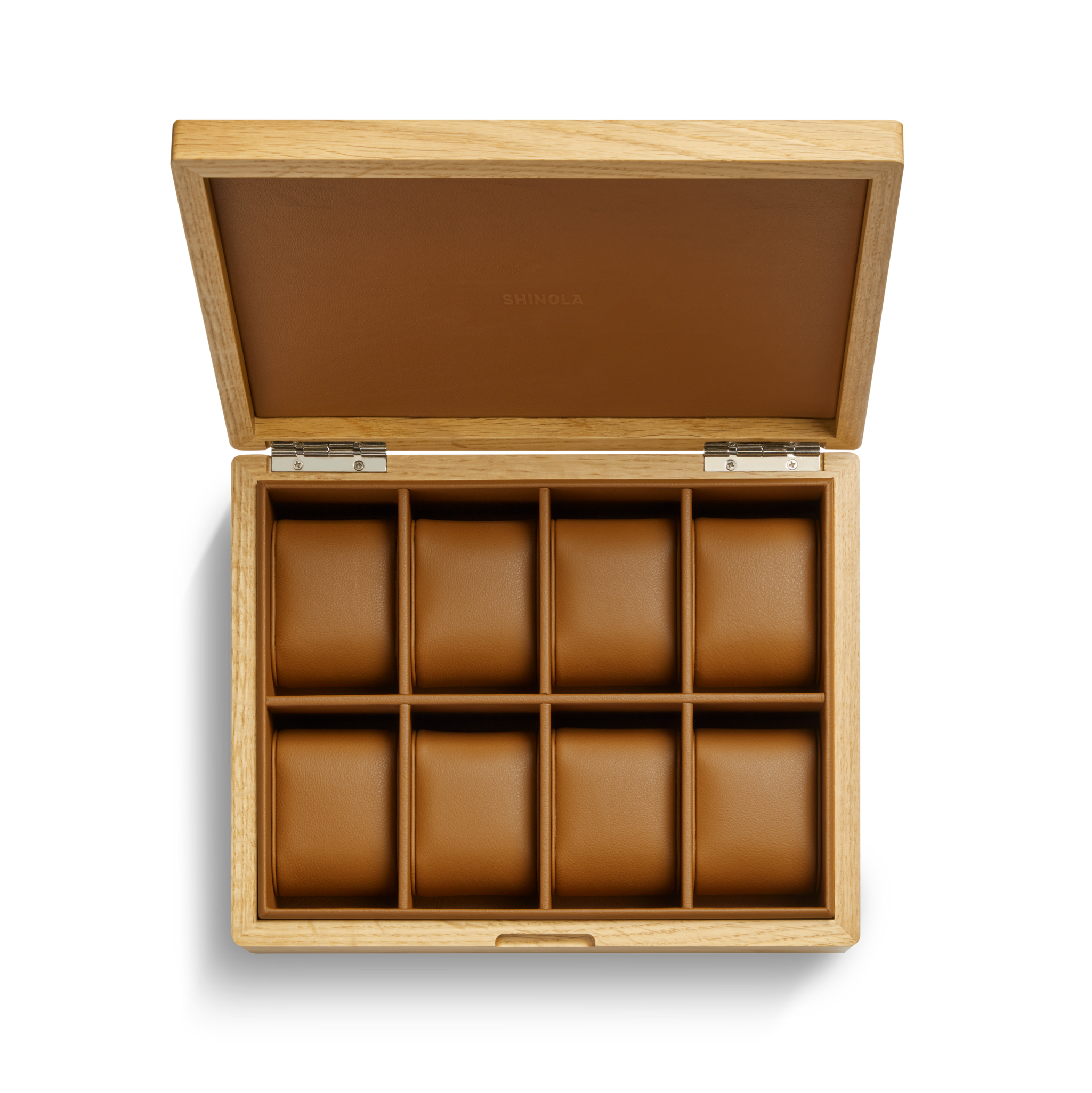 8 Slot Watch Collector's Box - Oak / Tan