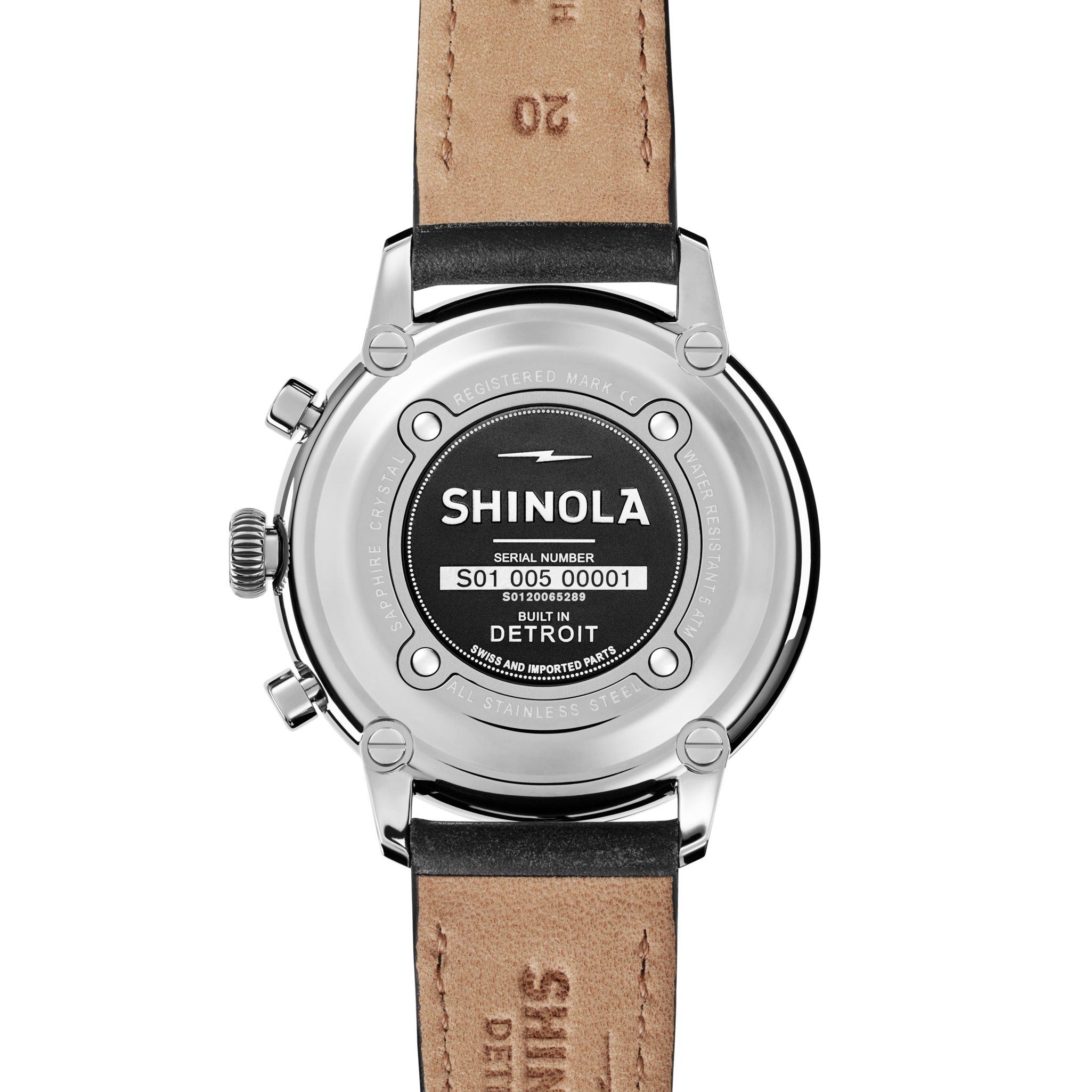 Bedrock Chronograph Watch - Black Leather Strap - Image 2
