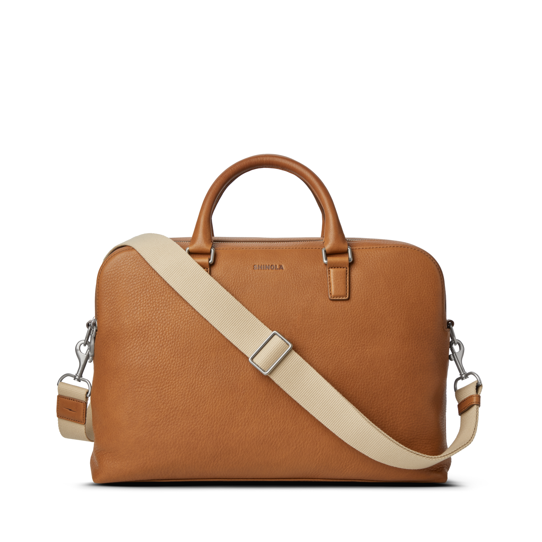 Double Zip Briefcase - Tan