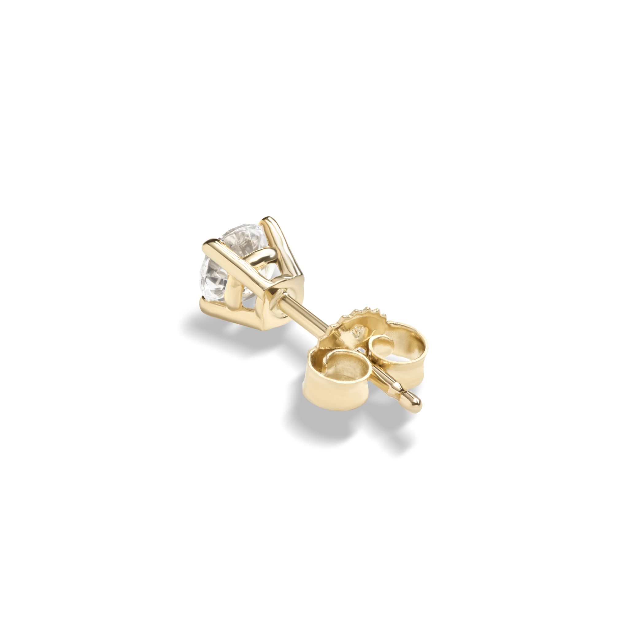 1/2 Carat Round Diamond Studs - Yellow Gold - Image 6