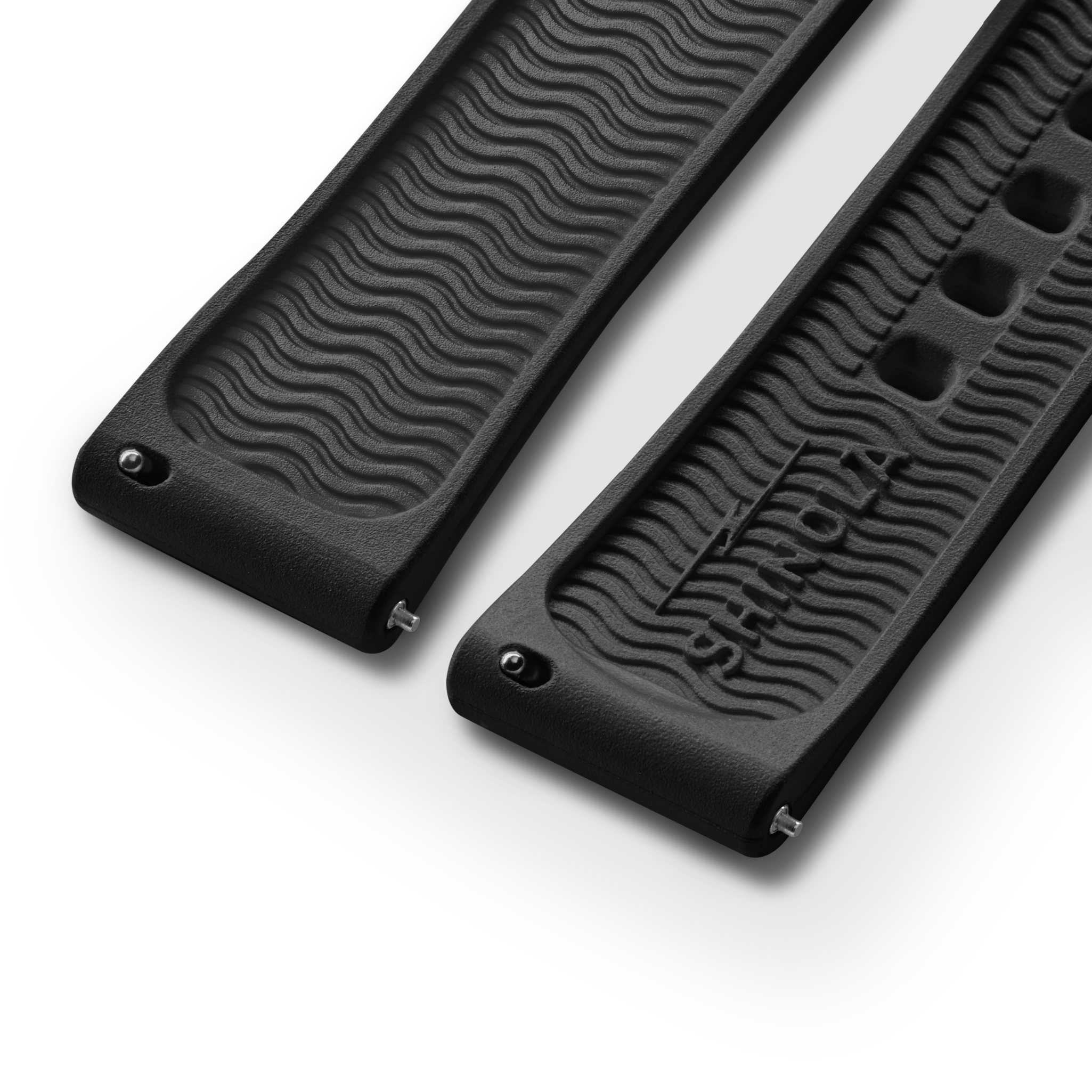 20mm Black Rubber Watch Strap - Black - Image 3