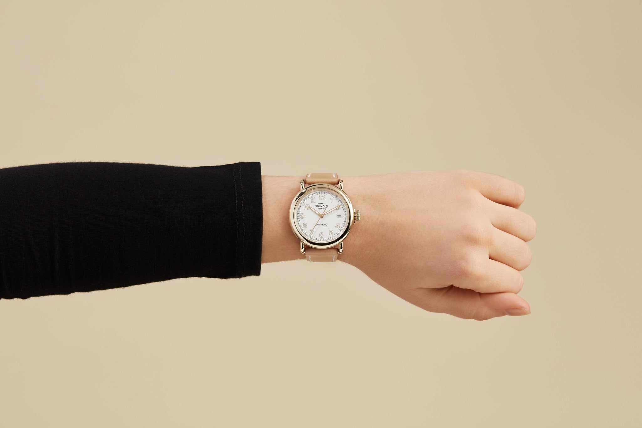 Runwell Automatic Watch - Natural Leather Strap - Image 2
