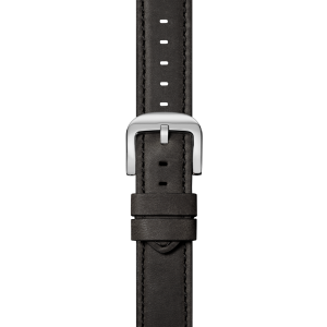 24mm Grizzly Black Leather Watch Strap - Grizzly Black