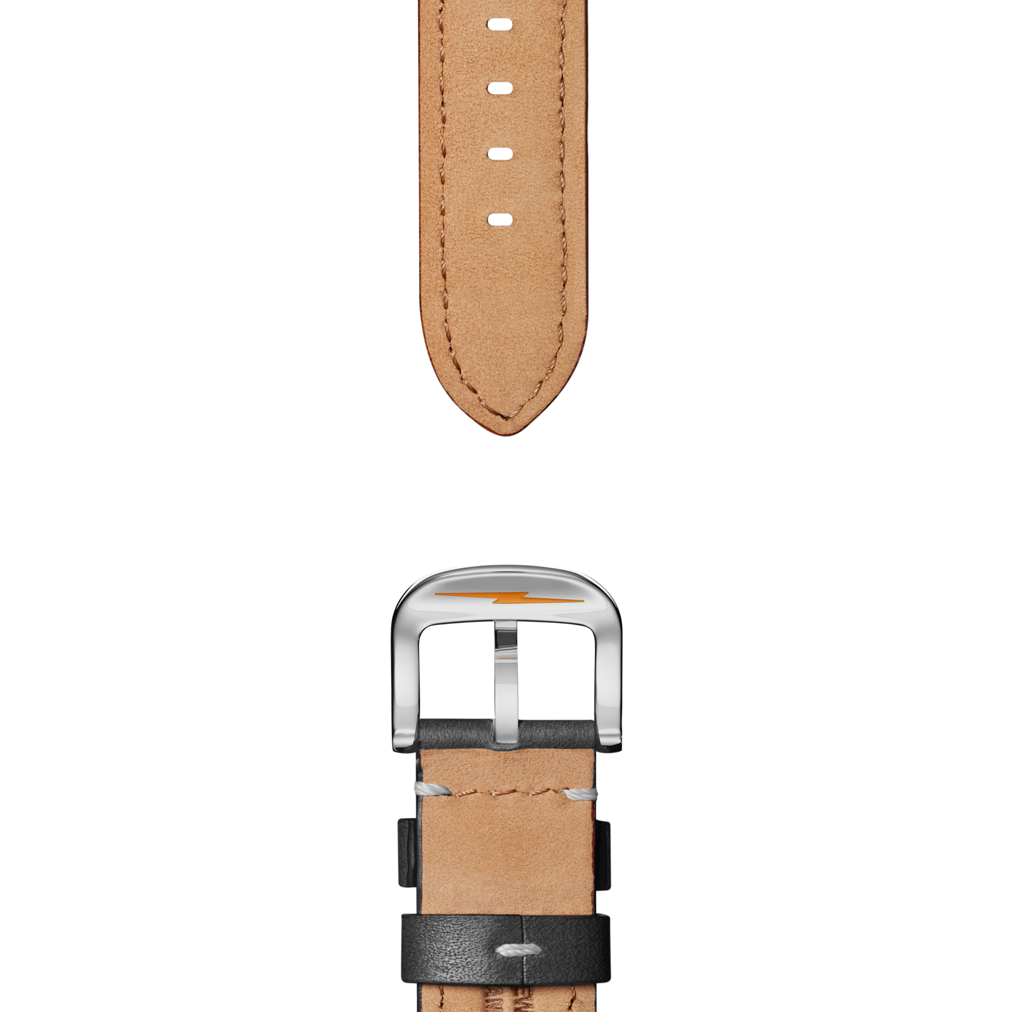 24mm Black Leather Watch Strap - Black - Image 2