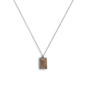 Rectangular Petoskey Stone Pendant Necklace
