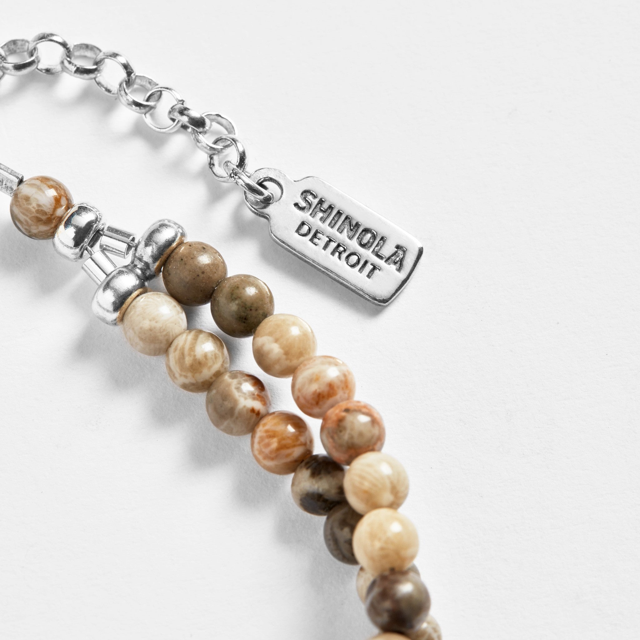 Double Row Petoskey Beaded Bracelet - Sterling Silver - Image 3