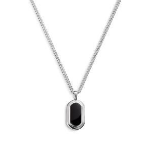 21mm Onyx Tag Necklace - Sterling Silver
