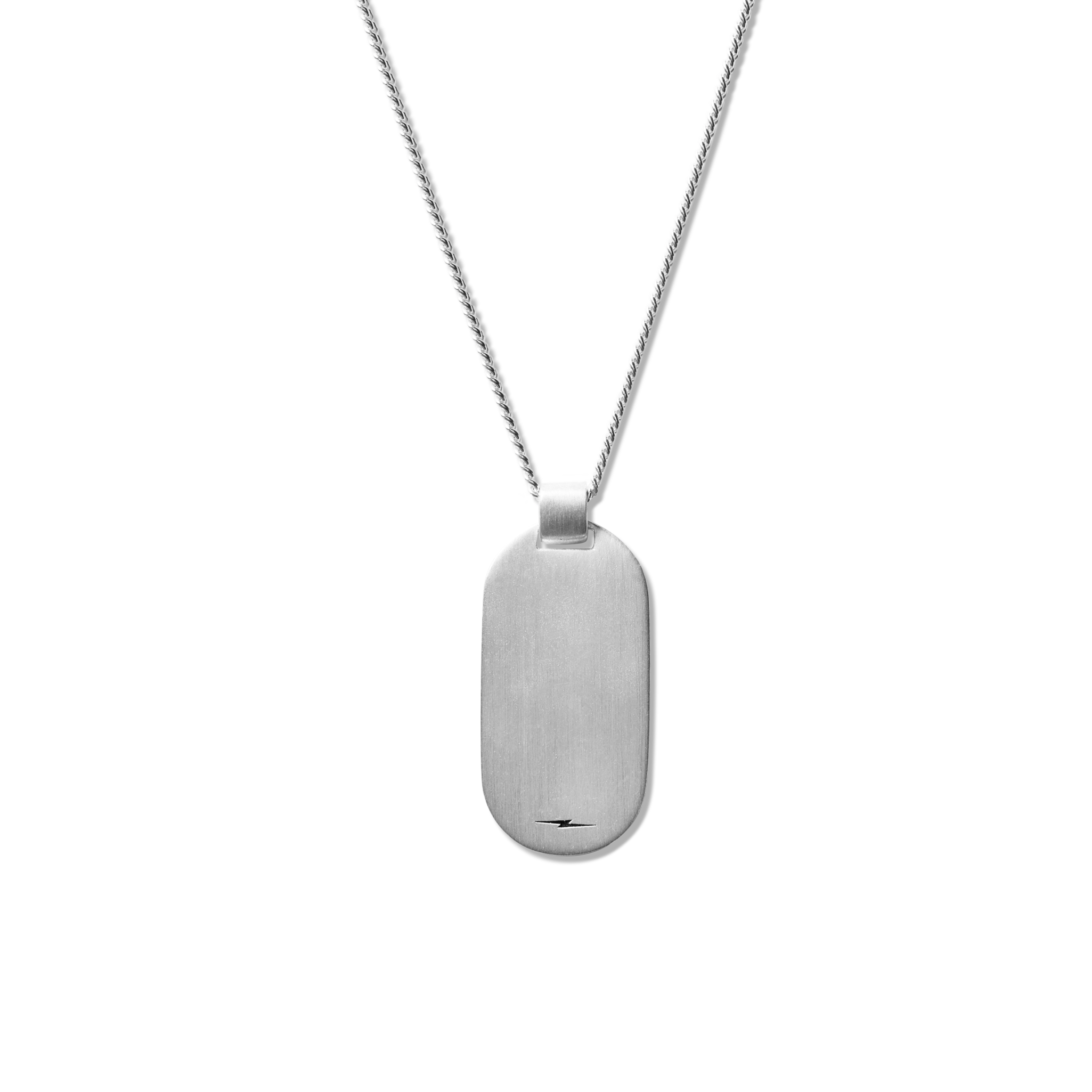 Tag Curb Chain Necklace - Sterling Silver
