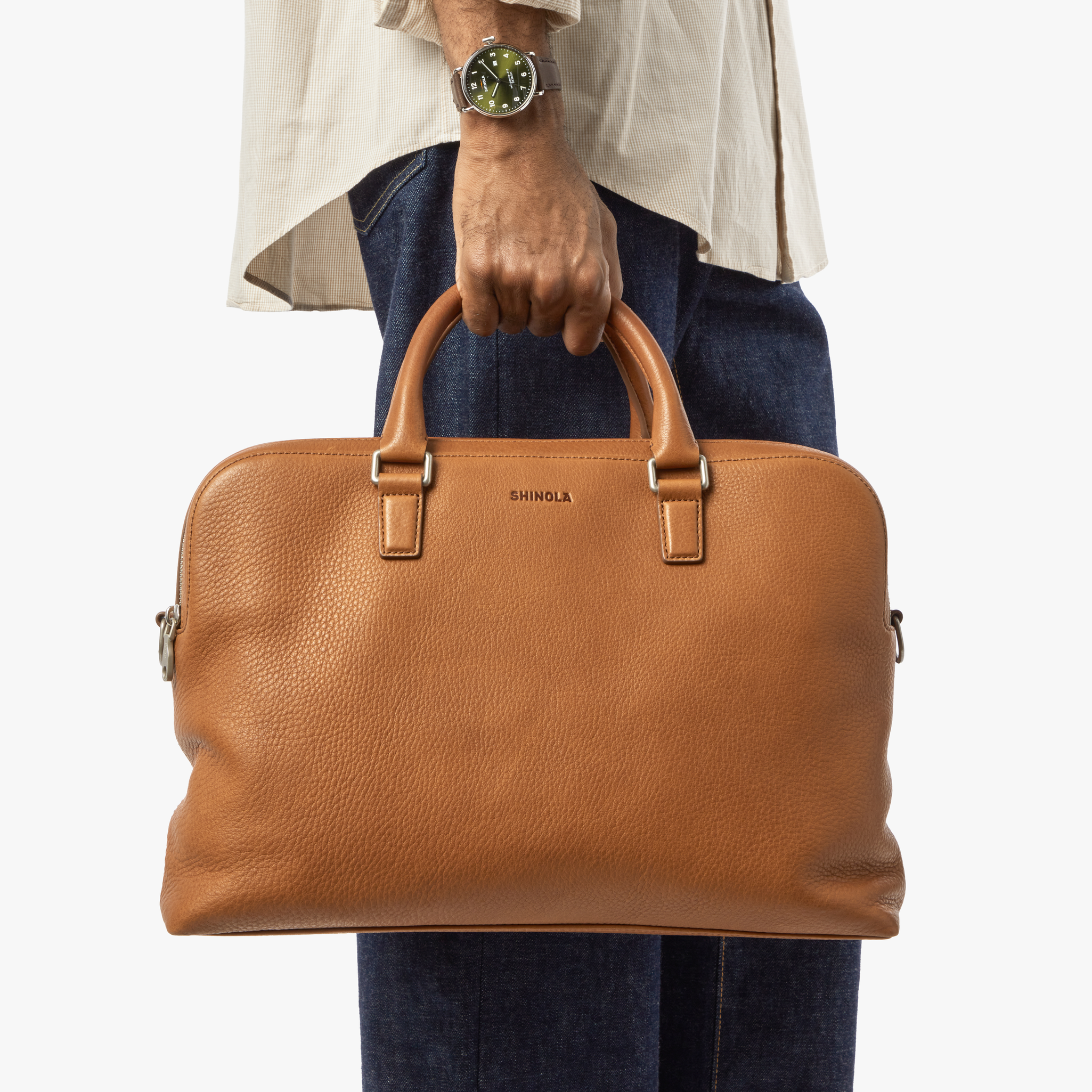 Double Zip Briefcase - Tan - Image 2