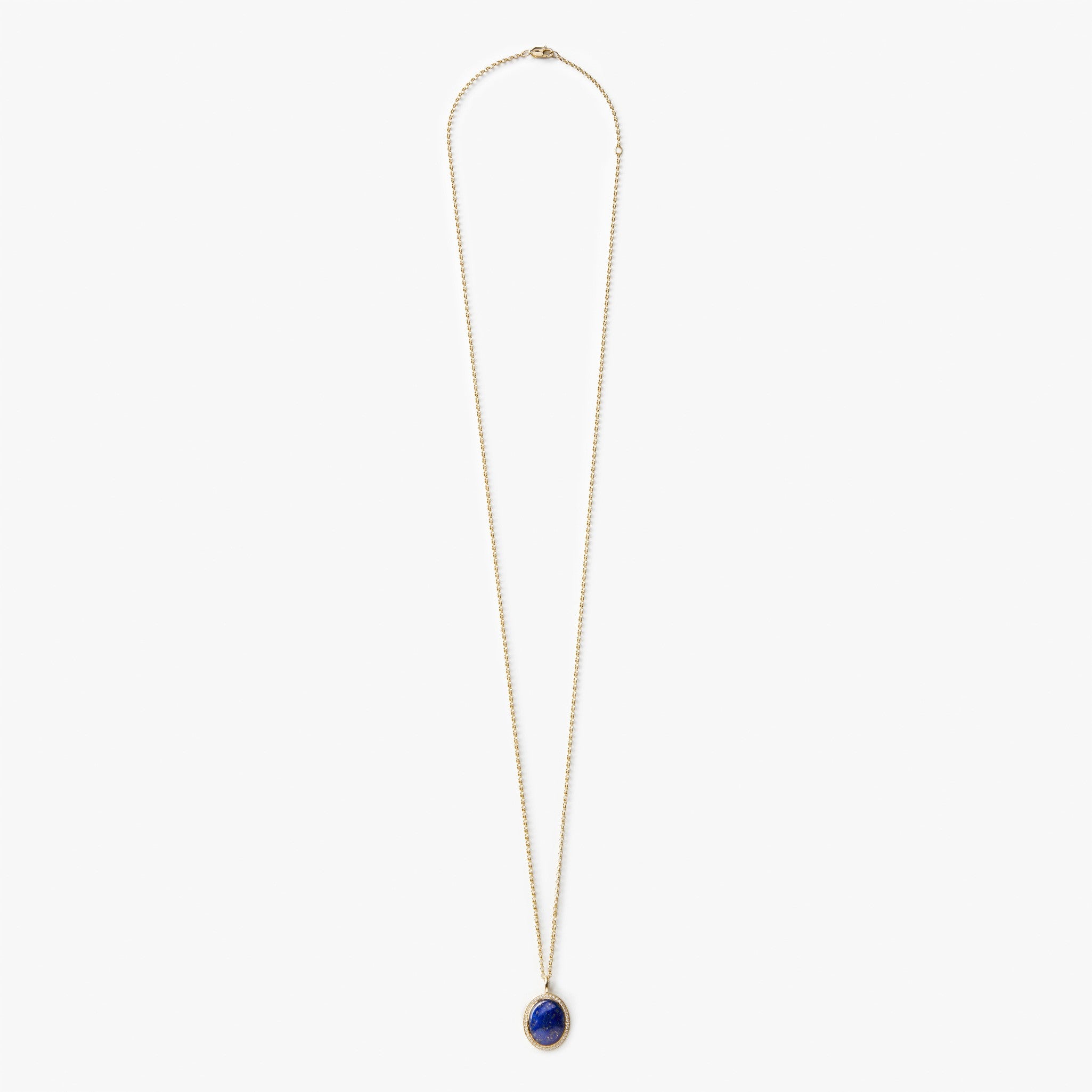 Diamond Pave Lapis Pendant Necklace - Yellow Gold - Image 4