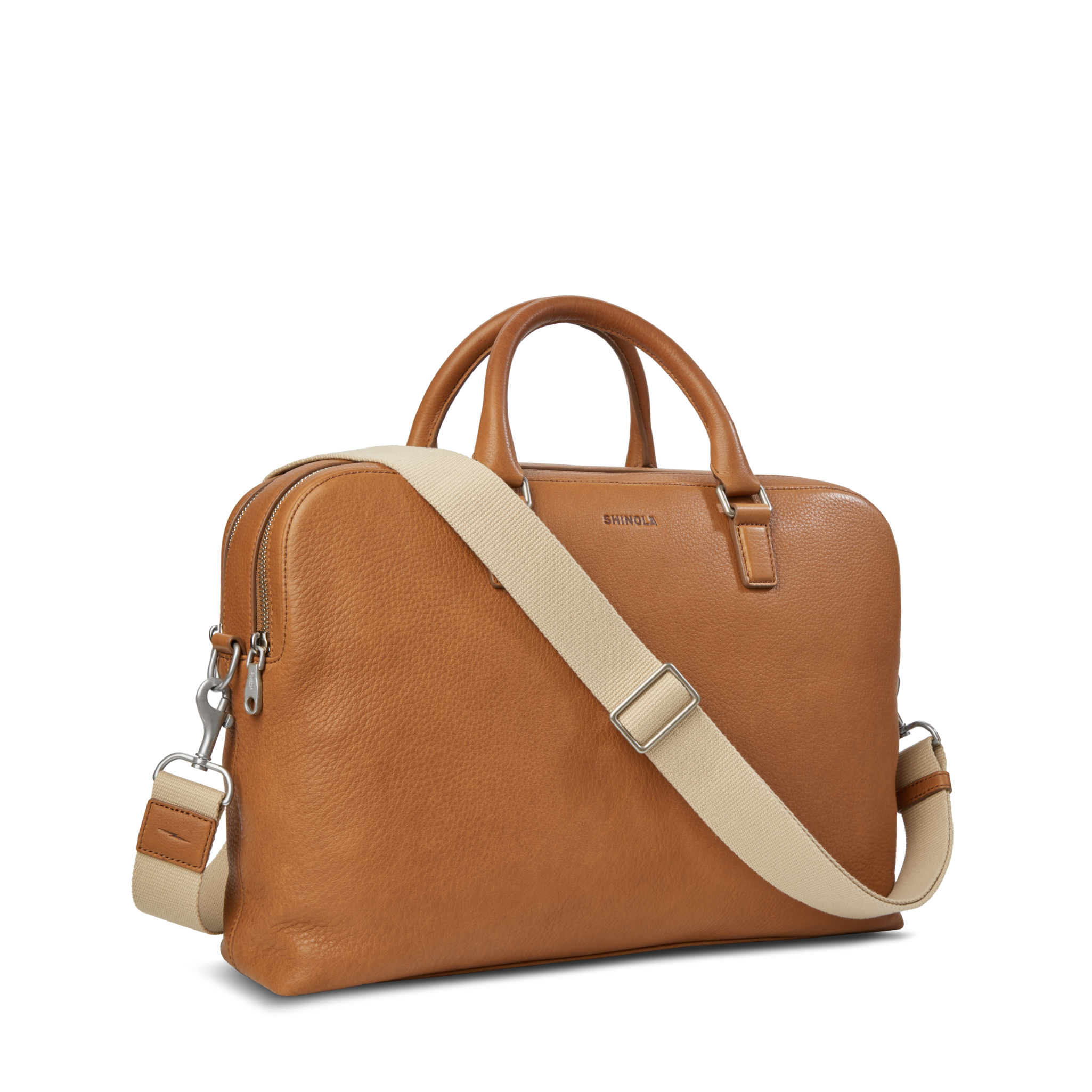 Double Zip Briefcase - Tan - Image 3