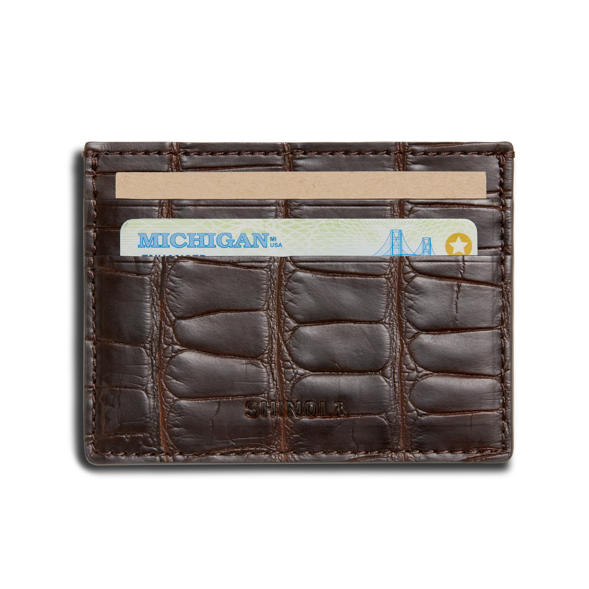 5 Pocket Card Case - Dark Brown Alligator - Image 3